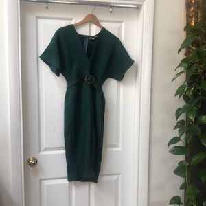 Green ASOS dress with sexy V neck